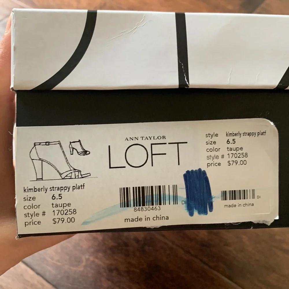 NIB LOFT Brown Kimberly Leather Strappy Open Toe Platform Heels Size 6.5